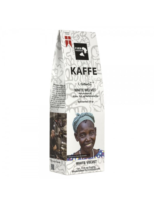Køb White Velvet kaffe fra farm mountain på atcasa.dk og få hele bønner eller espresso kaffe